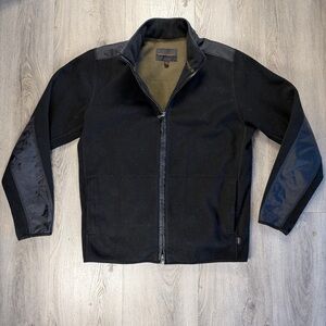 Vintage Banana Republic Jacket Mens Medium Black Wool Fleece Zip Windbreaker